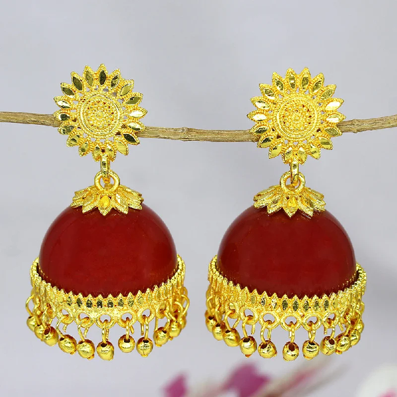 women’s luxury gold earrings-Mahavir Gold Plated Jhumki Earrings