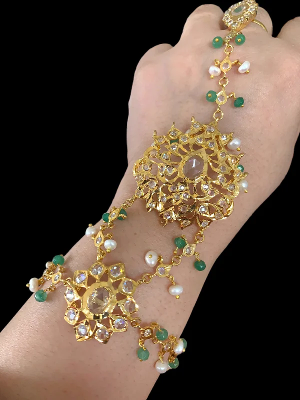 women’s elegant bangles-MAHIKA haathphool with fresh water pearls ( READY TO SHIP )