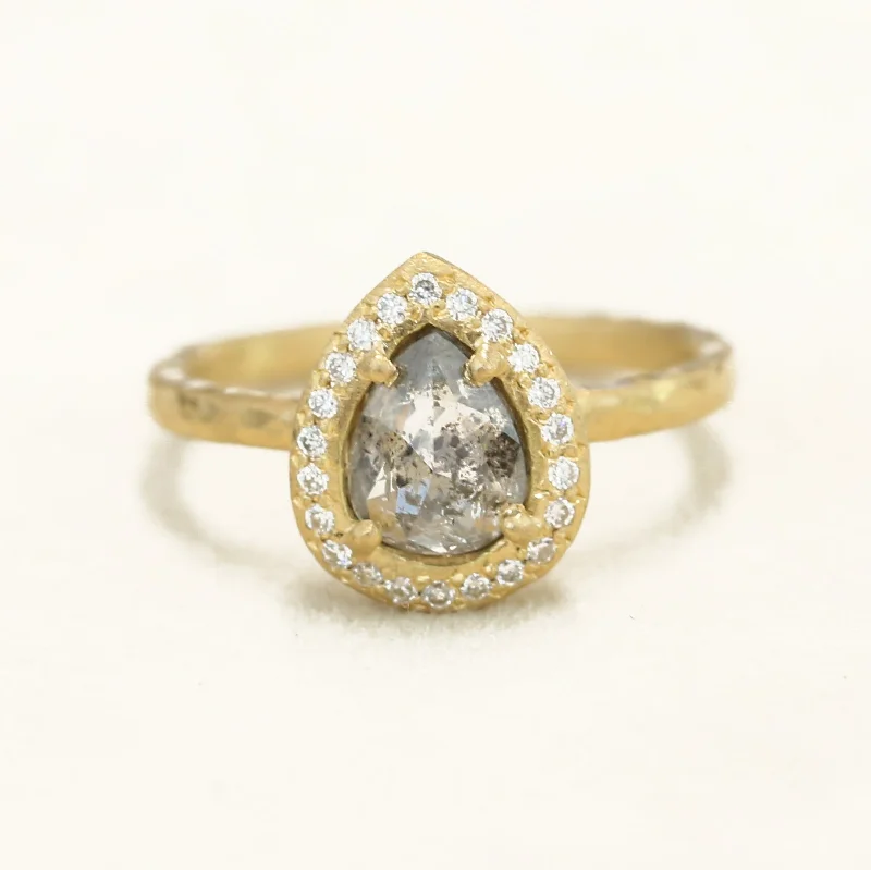 women’s floral engagement rings-1.09ct Salt & Pepper diamond ring