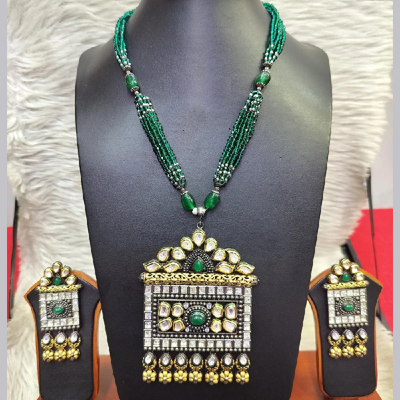 women’s ruby necklaces-Jain Jewellers 2 Tone Kundan And Pearls Long Necklace Set