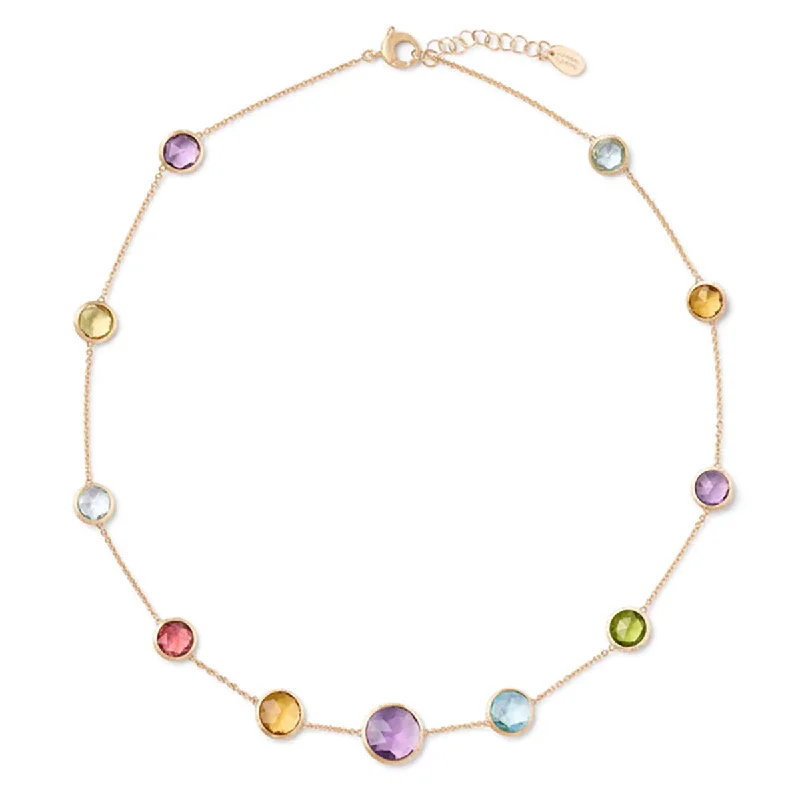 women’s engraved pendant necklaces-Jaipur Color Collection 18K Yellow Gold Mixed Gemstone Necklace