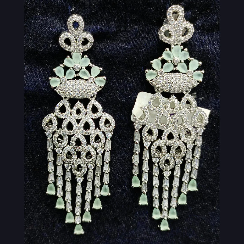 women’s chandalier earrings-Jain Jewellers Silver Plated AD Dangler Earrings