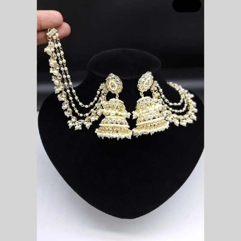 women’s ethnic earrings-JCM Gold Plated Crystal Stone Jhumki Earrings