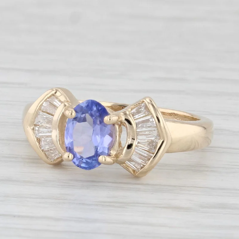 women’s marquise engagement rings-1.08ctw Oval Tanzanite Diamond Ring 14k Yellow Gold Size 5