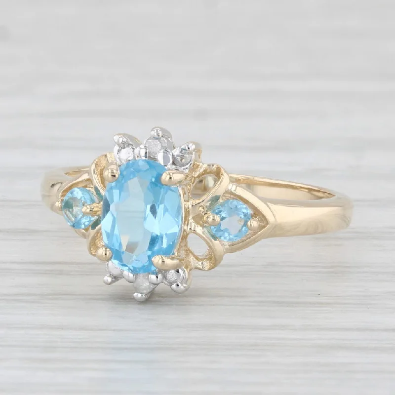 women’s solitaire engagement rings with diamonds-1.02ctw Oval Blue Topaz Diamond Ring 14k Yellow Gold Size 7