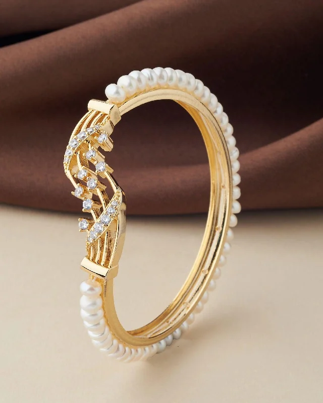 women’s modern bangles-Trendy Real Pearl Bangle