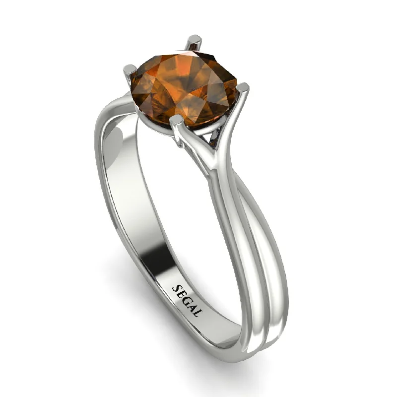 women’s multi-stone engagement rings-Solitaire Twist Shank Brown Diamond Ring - Eleanor No. 1103