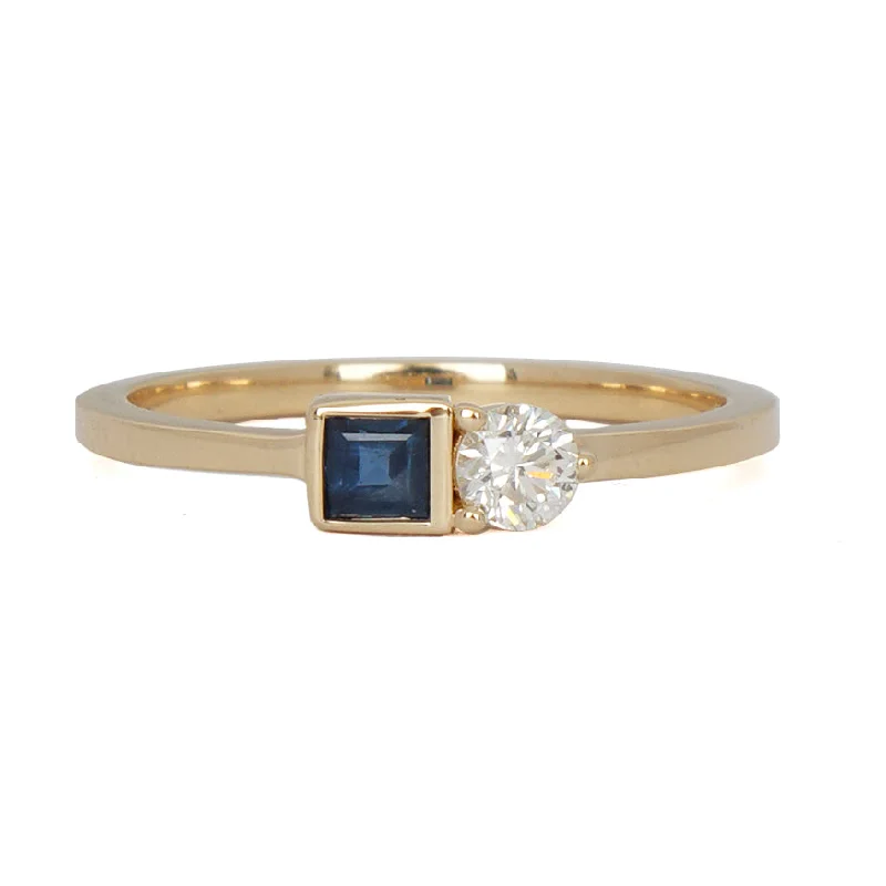 women’s contemporary engagement rings-Sapphire and White Diamond Ring