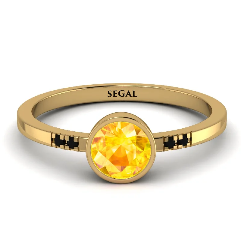 women’s round diamond engagement rings-Bezel Minimalist Yellow Diamond Ring - Kinsley No. 1004