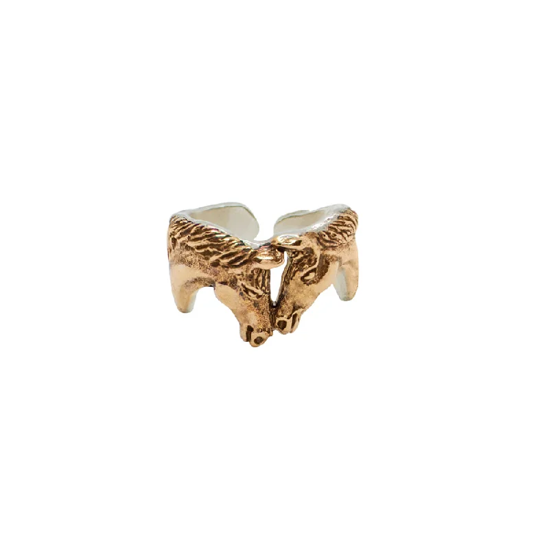 women’s gold band rings-Horse Kisses Ring in Bronze