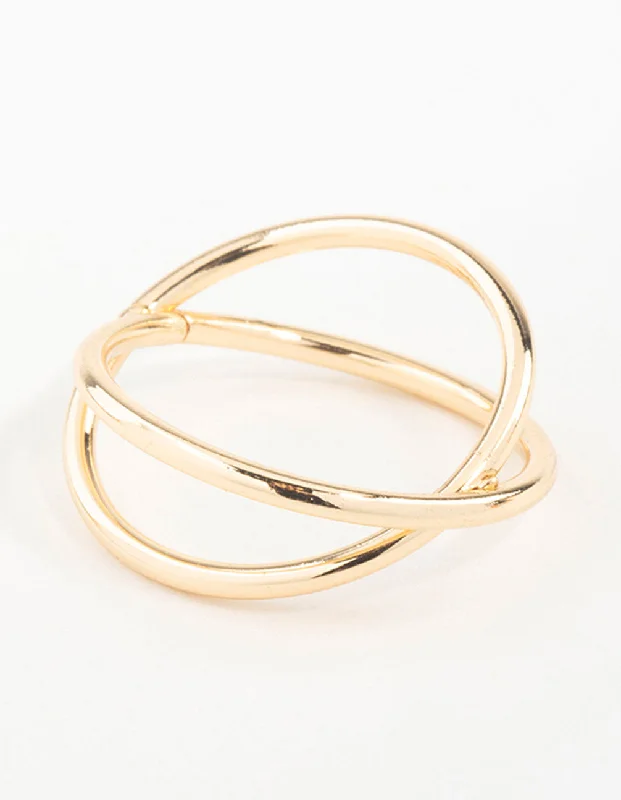 women’s cushion-cut rings-Gold Classic Crossover Ring